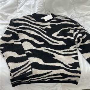H&M Black and Cream Zebra-Print Sweater